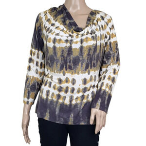 dunia Moss Green Black White Tie Dye blouse